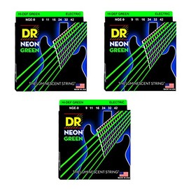 DR NGE-9 - Hi-Def Fluorescent Green Electric Guitar Strings 009-042 3-Pack