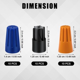 30pcs Waterproof Wire Connector, Twist Nuts Caps Waterproof Wire Nuts Compatible with 22AWG-12AWG for Outdoor Lights Irrigation Valves (Blue, Black, Orange)