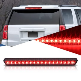 Auto Dynasty Full LED 3rd Third Brake Tail Light Rear Stop Lamp Compatible with Chevy Suburban Tahoe 15-20, High Mount, Chrome Housing Smoked Lens