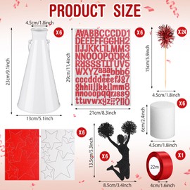 Weysat 6 Sets Cheerleading Party Centerpiece Cheer Megaphone Table Decor for Party Favors DIY Sports Cheers Noisemaker DIY Plastic Megaphone for Sports Match Game Outdoor Activities (Red)