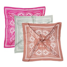 VANLINKER 3PCS 27.5 Inches Silk Head Scarf for Women Men Vintage Bandanas Satin Hair Scarf Silk Wrap Scarf Neckerchief Square Scarves VL9549