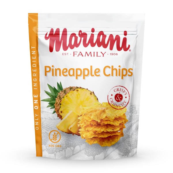 Mariani Dried Pineapple Chips, 8x1 oz bags (8 oz total) - 100% Fruit Chips, Crispy Fruit Snacks, No Sugar Added, 90 calories per bag
