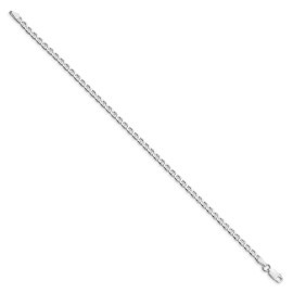 GlittersandGold Sterling Silver Rhodium-plated 3.15mm Flat Cuban Anchor Chain Anklet Necklace