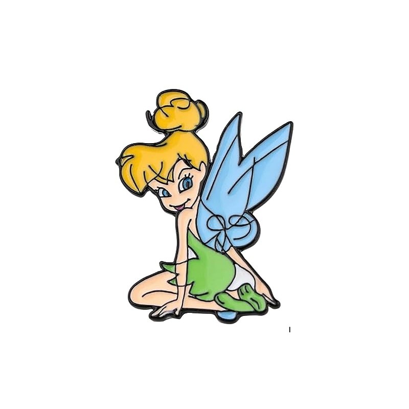 Tinker Cartoon Bell Sitting Character Metal Enamel 1 Inch Tall