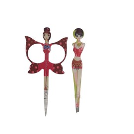 Set mit gebogener Augenbrauenschere (für Rechtshänder) und Präzisions-Pinzette, verschiedene Designs und Farben