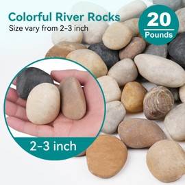 Rahato 20 lbs Rocks for Outdoor Landscaping, 2"-3" Aquarium Rocks for Fish Tank, Natural Decorative Garden Stone for Plants, Flower Pots, Vase, Walkways, Yard