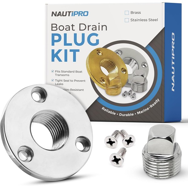1/2'' Stainless Steel Boat Drain Plug Kit – Marine-Grade Transom