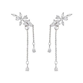 Stocking Stuffers Wedding Earrings for Brides Silver Prom Earrings Rhinestone Tassel Earrings for Teen Girls