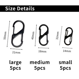 Pack of 15 zip lock, backpack zip clip, tent lock, anti-theft zip, zip pendant, carabiner hook, S shaped