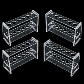 SENENQU 4 Pack Acrylic Test Tube Rack for 16mm Tubes, 6 Sockets Clear Test Tube Stand, Centrifuge Tube Display Holder for 10ml Test Tube Laboratory Industry Supplies - 14 x 5 x 9cm