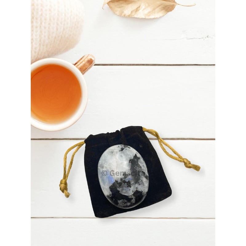 Gemstone Sunstone Carved Palm Stone/Pocket Palm Stone/Reiki Healing & Crystal