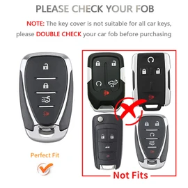 OFFCURVE for Chevy Key Fob Cover with Keychain Car Key Fob Case for Malibu Equinox Camaro Cruze Tahoe Traverse Blazer Volt Bolt Smart Key Holder Car Accessories, Purple