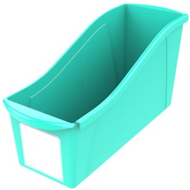 Storex Large Book Bin, Interlocking Plastic Organizer for Home, Office and Classroom, Teal, 6-Pack (71120U06C)