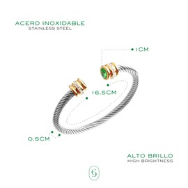 CLEPSIDRA® Pulseras para mujer de acero inoxidable. Brazalete ajustable uso diario. Regalos para mujer, mamá, novia o amiga. Joyeria para toda ocasion. Accesorios para dama a la moda. Jewelry Gift