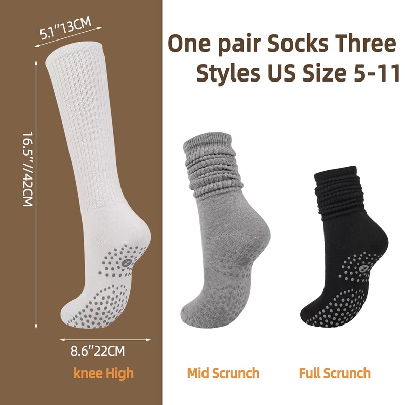 ZANZER Grip Pilates Socks for Women, Yoga Slouch Socks with