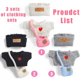 ebuddy Stylish 6-Piece Denim Dungaree Outfit for 17cm Plush Dolls - Includes Hat, Red Headphones, Glasses, Shoes & Camera(Doll not Include)