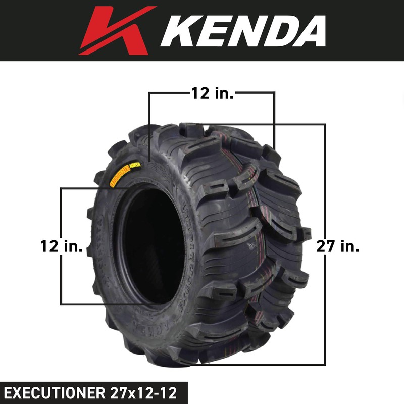 Kenda Executioner K538-27x12-12 Rear Tire for All Terrain (ATV), UTV,