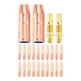 PETCHOR MIG Welding Gun Kit for Lincoln Magnum 100L and Tweco Mini/#1, 20pcs Contact Tips 11-35 0.035", 2pcs Gas Nozzles 21-50 1/2", 2pcs 35-50 Gas Diffusers (24-pk)