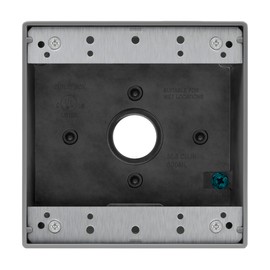 ENERLITES Weatherproof Outlet Box with Three 3/4-in Threaded Outlets, Outdoor Electrical Box, 3 Holes 0.75” Each, 2-Gang, 4.53” Height x 4.53” Length x 2.16” Depth, EN2375 Grey