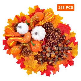 eBoutik - Artificial Fake Mini Pumpkin, Berries, Maple Leaves, Pine Cones, & Acorns, Halloween, Harvest, Thanksgiving, Autumn Home Decorations – Autumn Door Wreath Craft (128 PCS)