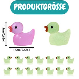Pack of 100 Mini Ducks, Luminous Resin Ducks, Colourful Small Ducks Miniature Figures for Garden, Landscape, Dollhouse, Ornament, DIY, Crafts, Home Decorations (8 Colours)