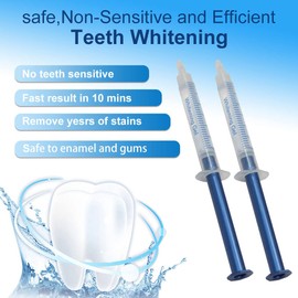 10pcs 0.1oz Teeth Whitening Gels Kit with Led Teeth Whitener Lamp, 3ml 44% Carbamide Peroxide Bleaching Refill Gel with Blue LED Light and Teeth Whitening Trays for Home Teeth Whitening