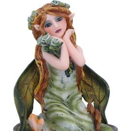 Nemesis Now Crystal Fairy Clover Figurine 9cm, Resin, Green, Nature Fairy Figurine Featuring Crystals, Kneeling Fairy with Leaves For Wings, Fairy Gift, Cast in the Finest Resin, Expertly Hand-Painted