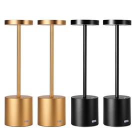 MeHiMe 4pcs Cordless Table Lamp Rechargeable,Portable LED Table Light,5000mAh Battery Operated Desk Lamp,3 Color Temperature Stepless Dimming (Classical Gold, 4)