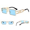 mincl/Hip-Hop Square Metal Small Frame Clear Color Lens Sunglasses (gold-blue)