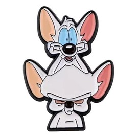 Pinky Cartoon With the Brain 1.5 Inches Tall Metal Enamel Pin