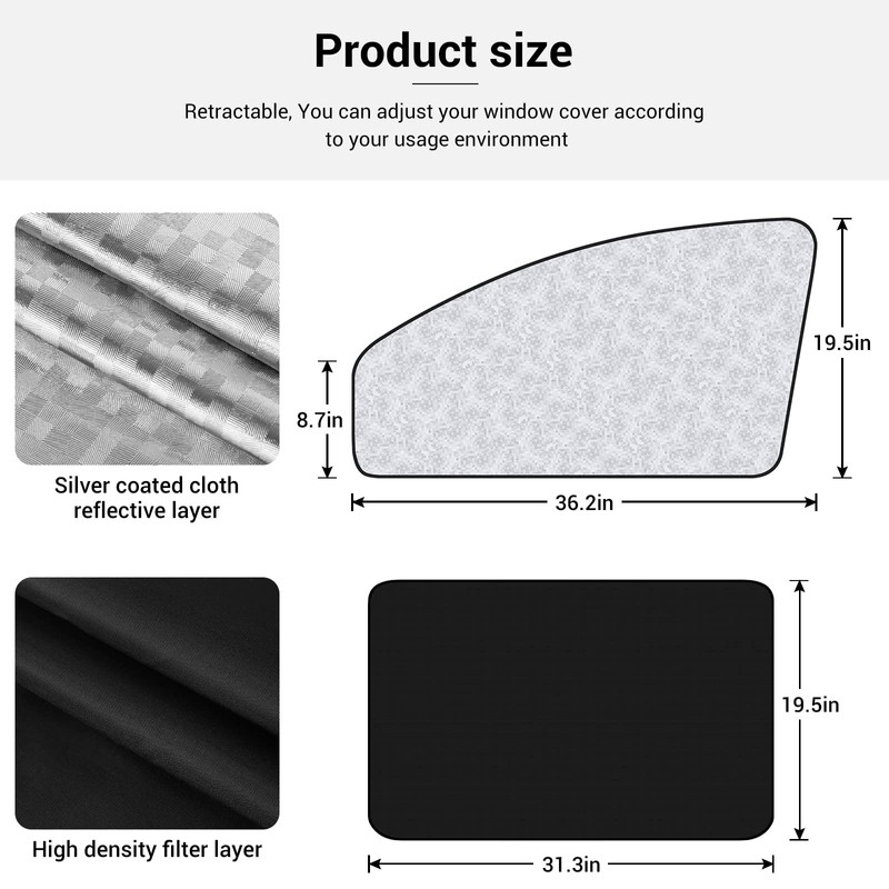 XCBYT Car Window Shades - 4 Pack Car Window Covers