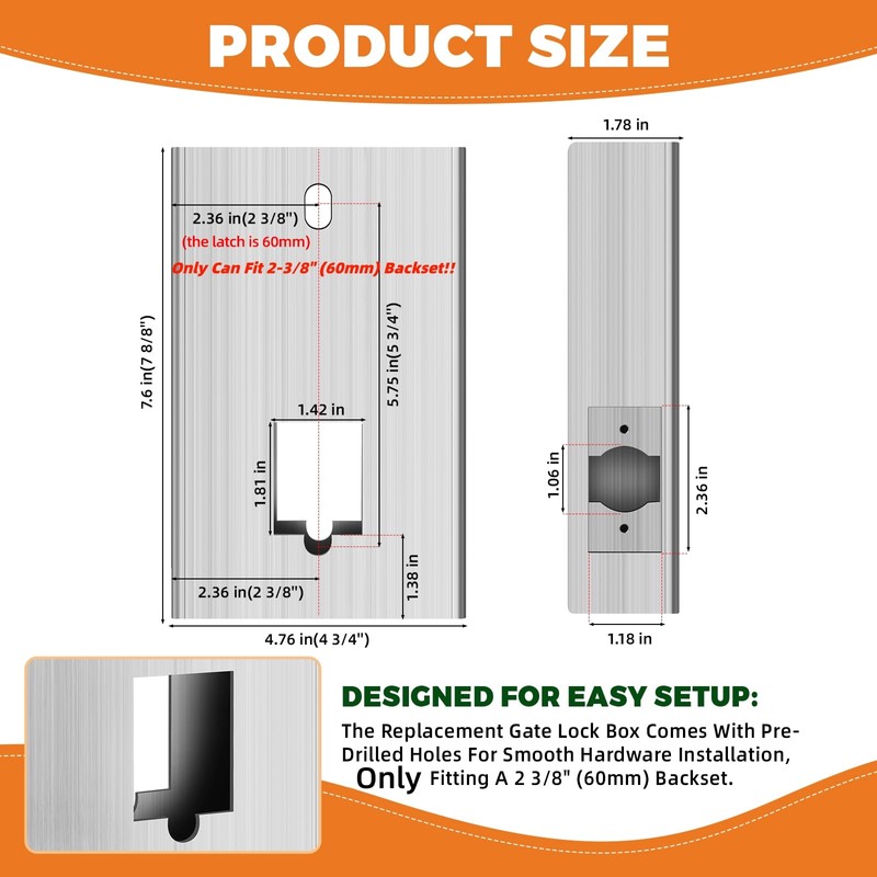 Steel Gate Lock Box,Untreated with Rust Preventive Oil,Iron Case for