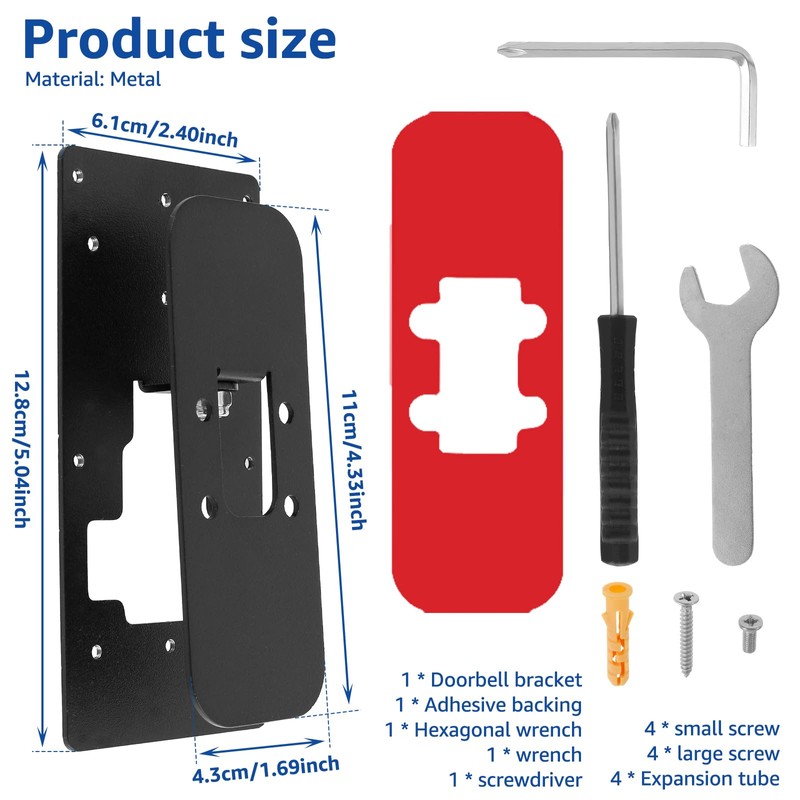 Video Doorbell Door Mount Sturdy Doorbell Bracket Good Stability Bracket