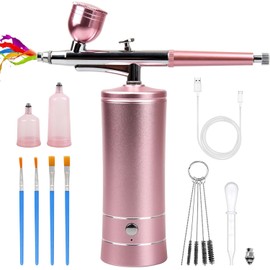 Airbrush-Kit Rechargeable Cordless Airbrush Compressor -Auto Handheld Airbrush Gun, Airbrush Set Portable Wireless Air Brush for Barber, Nail Art, Cake Decor, Makeup, Model Painting
