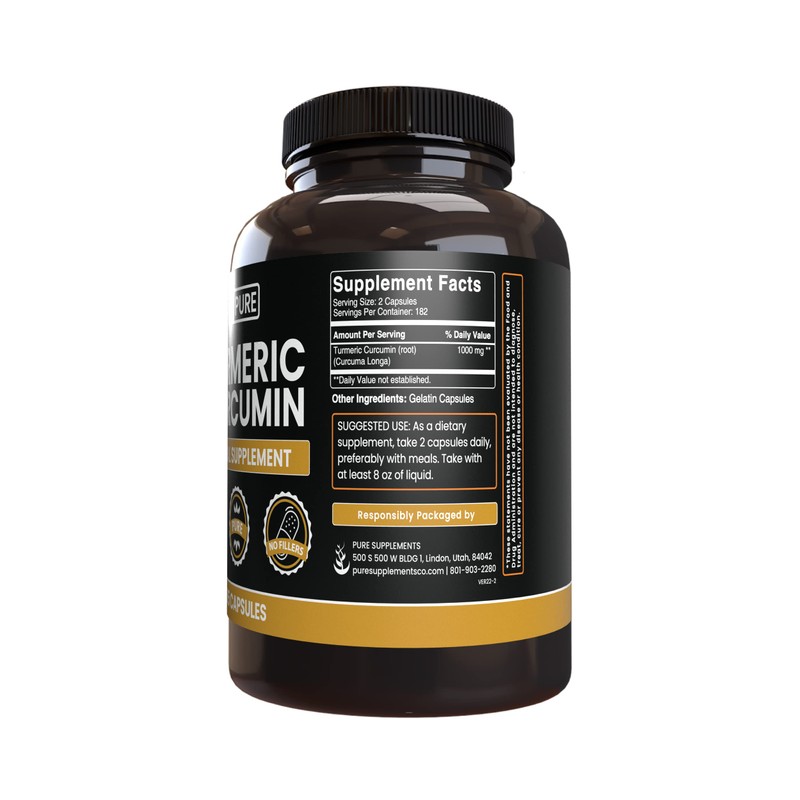 PURE ORIGINAL INGREDIENTS Turmeric Curcumin (365 Capsules) No Magnesium Or