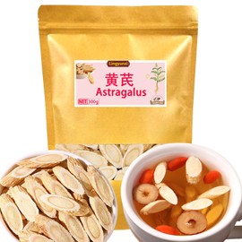 Lingyunxi Astragalus 黄芪 300g Astragalus Root Slices Huang Qi Astragalus Root Tea Grade Chinese Herbal Tea Make Brewing Tea, Cooking, Soups, Congee No Addition 黄芪片