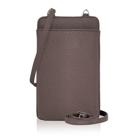 Giselle Women’s Smartphone Shoulder Bag, Pouch, Pochette, Lightweight, Crossbody Hanging, Vertically long, Taupe