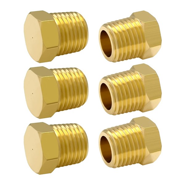 Hooshing 6PCS Brass Pipe Fittings 1/4" NPT Male Outer Hex