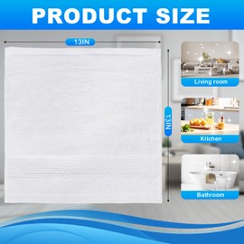 INFICRIME 6 Pack 100% Cotton Wash Cloth, 13x13 Inch Highly Absorbent and Soft Feel Fingertip Towels, Machine Washable Washcloths for Bathroom, Gym, Hotel, Spa and Kitchen, White