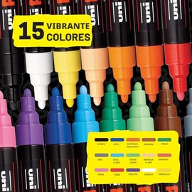 uni Posca Rotulador de pintura - punta media - juego de 15 (PC-5M15C), surtido