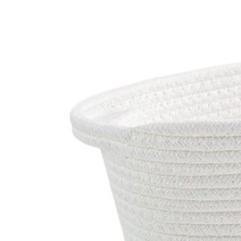 Qianly Elegant Cotton Rope Storage Bin for Home Essentials, White, as described