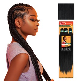 Sensationnel X-pression prestretched braiding hair - 3x braid 58 inch all kanekalon flame retardant synthetic braid for box braids and twists (1 pack, 1 JETBLACK)