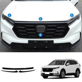 JIEOSDIN Car Accessories Exterior Front Bumper Engine Lid Grill Grille cover Trim Compatible with Honda CR-V CRV 2023 2024 2025 2026 (Glossy Black) 3PCS ABS