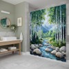 WUASDCS Nature Forest Stream Shower Curtain Spring Birch Trees Mountain