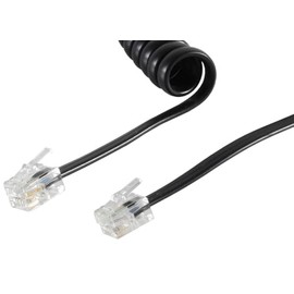1aTTack.de 5x 4 m Telephone Cable RJ10 (also called RJ9, RJ22) Plug Earpiece Spiral Cable Telephone Plug RJ10 Cable Landline Telephone Handset Telephone Cable Black