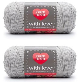 Red Heart with Love Light Gray Yarn - 2 Pack of 198g/7oz - Acrylic - 4 Medium (Worsted) - 370 Yards - Knitting/Crochet