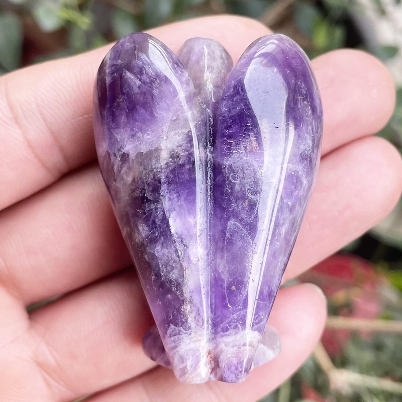 Ladeukoi Natural Stone Guardian Angel Statue, Hand Carved Healing Crystal