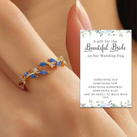 Rhinestone Blue Rings for Wedding Jewelry Bridal Jewelry Gifts Something Blue Bride Gift Sparkling Cubic Zirconia Ring