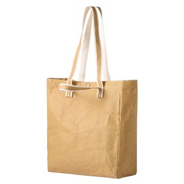 LEKOCH Large Washable Reusable Kraft Paper Tote Bag Carry Bag for Work Office Travel Shopping School and Everyday Use