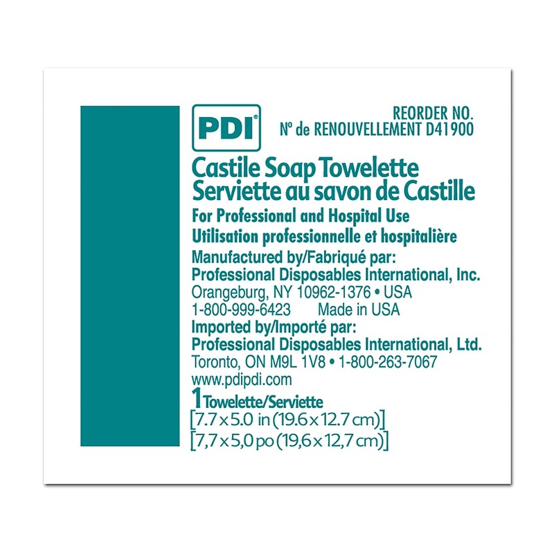 PDI Castile Soap Towelettes, 1 Box of 100
